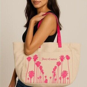 Juicy Couture Beige Canvas Beach 3 Bee
